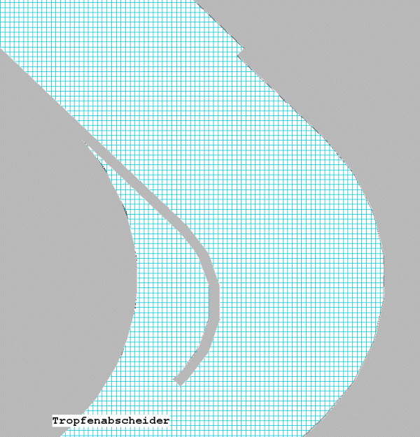 Geometrie und Berechungsgitter des Tropfenabscheiders